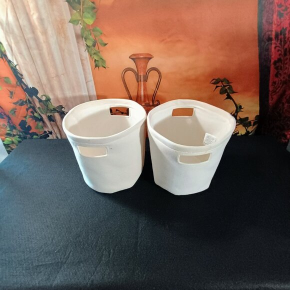 EUC: Westford Mill Small White Cotton Canvas Storage Tubs Set of 2 - Picture 4 of 7